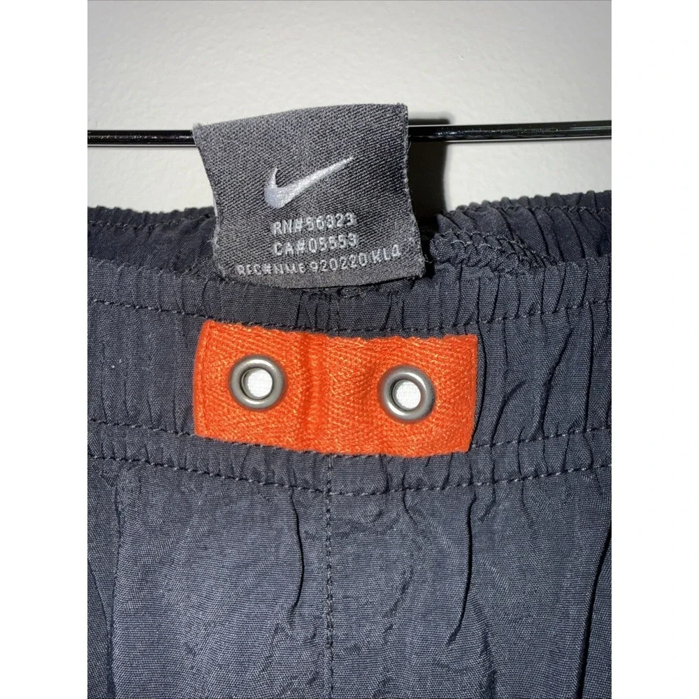 Y2K Nike Swoosh Track Pants Black Gray Windbreaker Joggers‎ Men's Medium